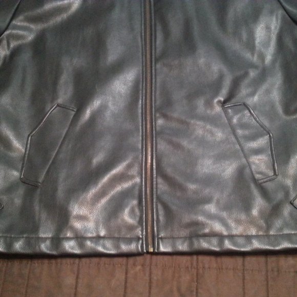Vintage Vegan Leather Faux Heavy Bomber Aviator Jacket Motorcycle Biker - Picture 5 of 7